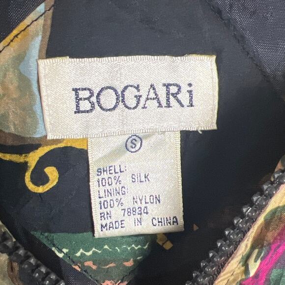 Bogari Silk Zip up Bomber Jacket AOP Colors Lightweight Small - Picture 3 of 8